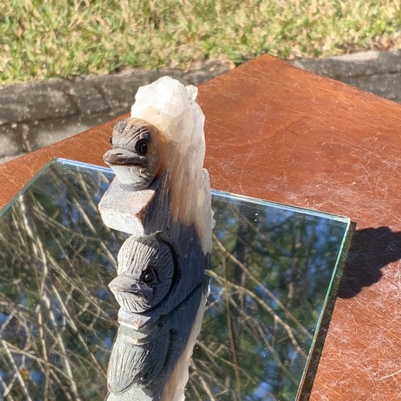 QUARTZ CLUSTER CRYSTAL HAND CARVED BIRDS - Picture 2 of 6